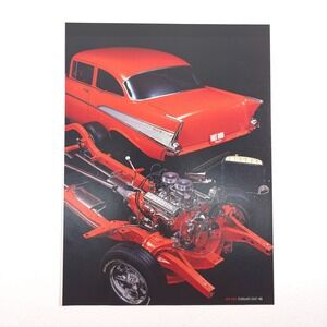 CHEVY Tri-Five Frame Display Print Ad Hot Rod Cutaway Red Garage Art